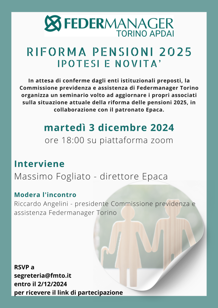 Webinar RIFORMA PENSIONI 2025 - martedì 3 dicembre ore 18:00 su Zoom